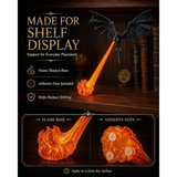 Dragon Fire Bookshelf Lamp – Glowing Flame LED Night Light for Shelf, Desk & Room Decor