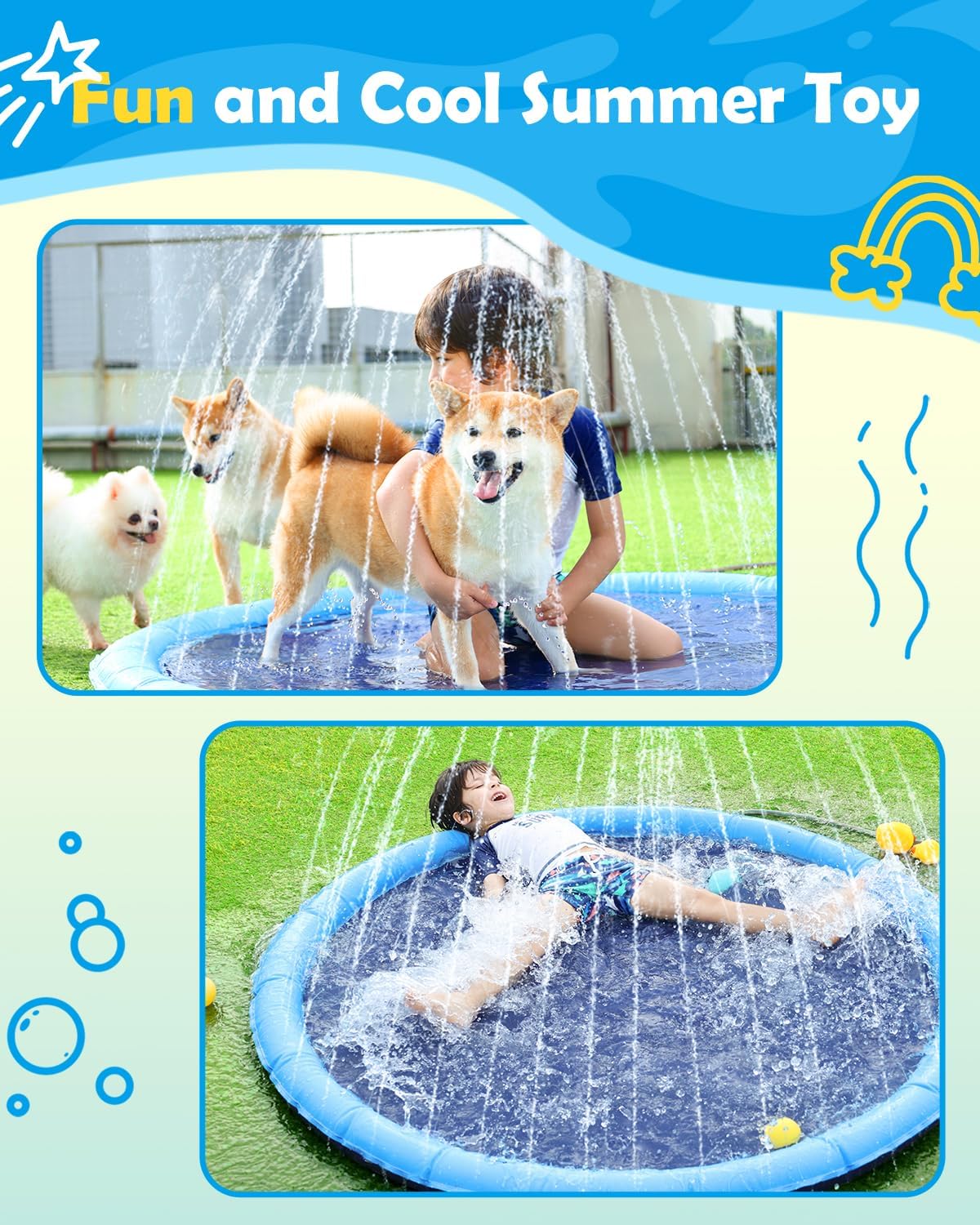 Pet & Baby Splash Pool – Outdoor Water Play Mat for Summer Fun