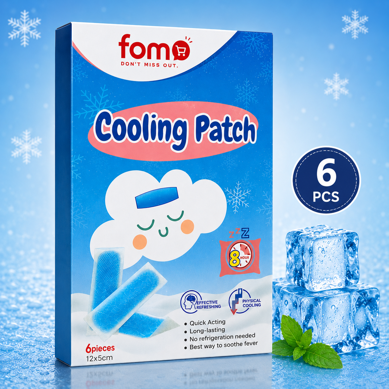 ❄️ Cooling Patches for Kids & Adults – Instant Fever Relief Cooling Gel Patches | Soft & Skin Friendly