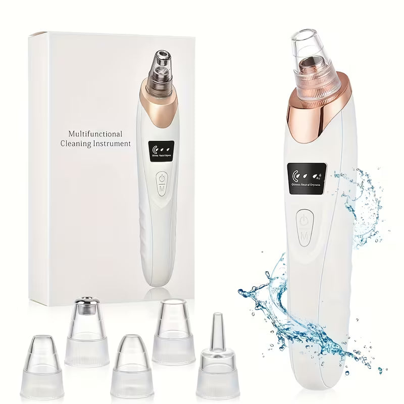 ✨ Multifunctional Cleaning Instrument – Electric Blackhead Remover & Pore Vacuum | 5 Suction Levels | 6 Replaceable Heads | USB Rechargeable