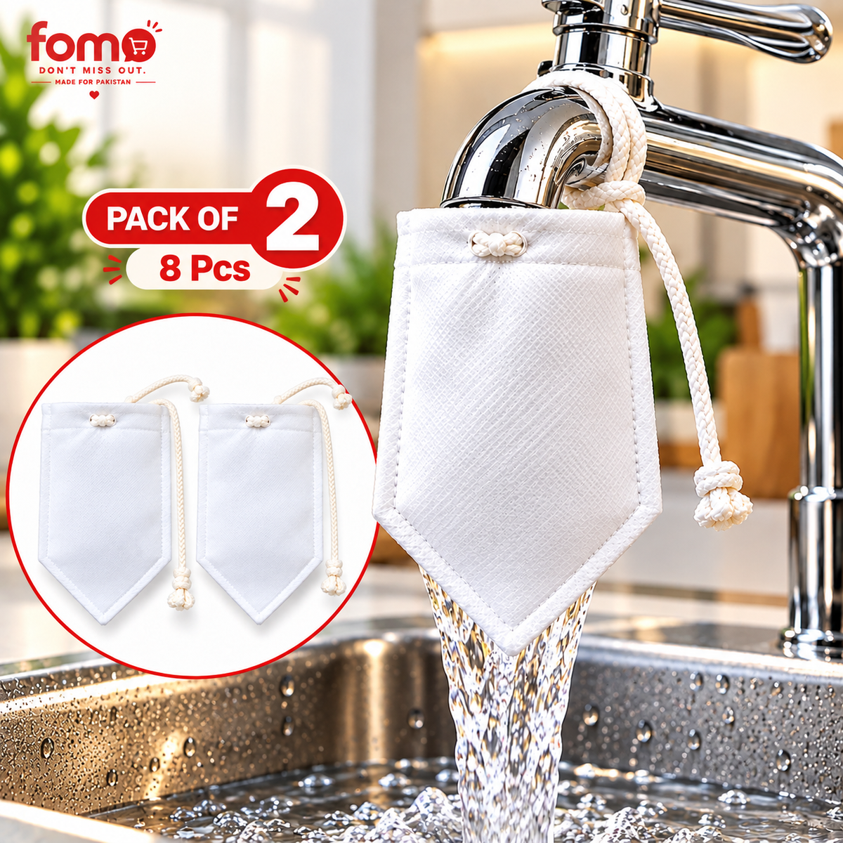 Tap Water Filter Bag – Reusable Faucet Filter for Dirt, Rust, Sand & Impurities 💧 FOMO