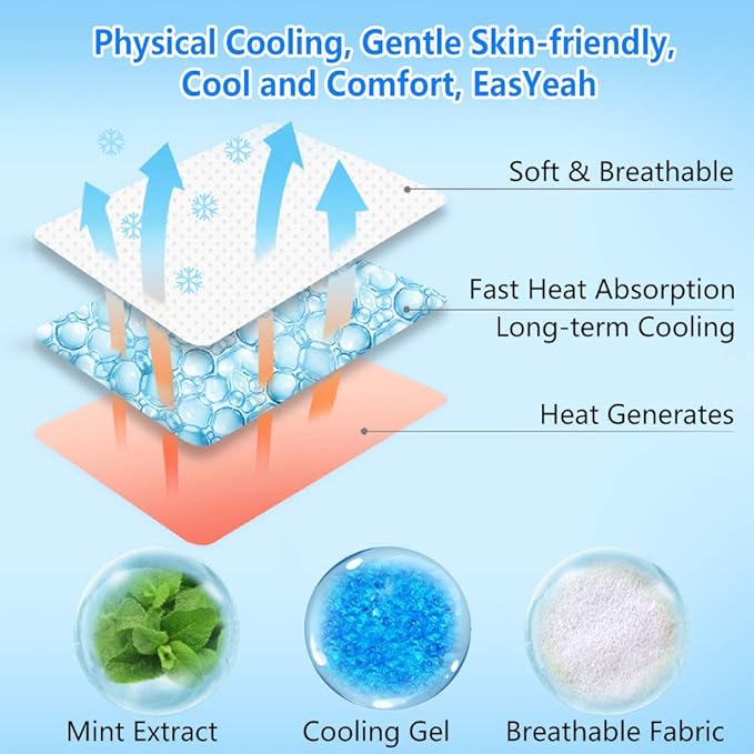 ❄️ Cooling Patches for Kids & Adults – Instant Fever Relief Cooling Gel Patches | Soft & Skin Friendly