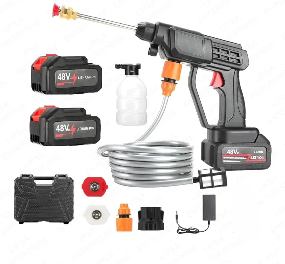 🚿 Cordless High Pressure Washer – 48V Rechargeable Portable Car Wash Gun | Wireless Pressure Cleaner with Foam Bottle & Accessories