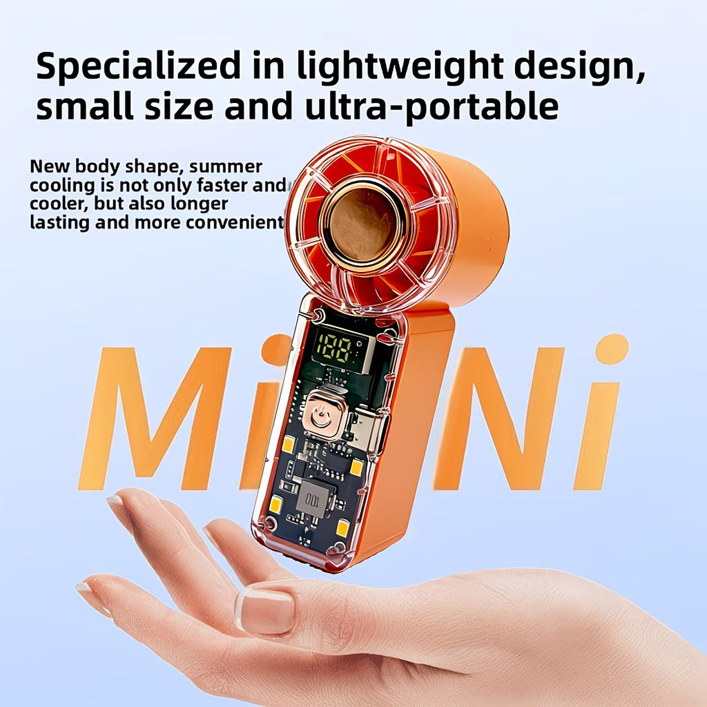 Mini Portable Rechargeable Handheld Fan | Lightweight Pocket Cooling Fan with Digital Display
