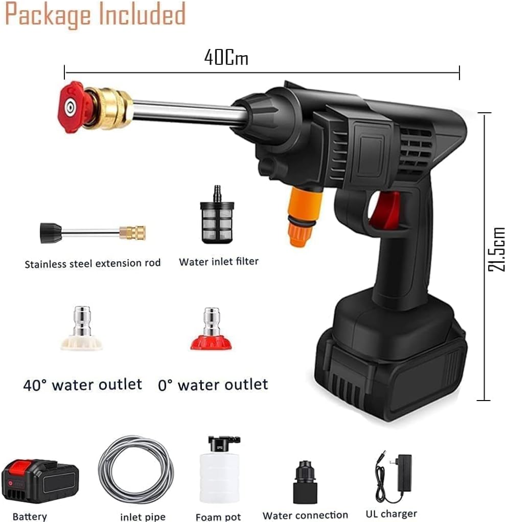 🚿 Cordless High Pressure Washer – 48V Rechargeable Portable Car Wash Gun | Wireless Pressure Cleaner with Foam Bottle & Accessories