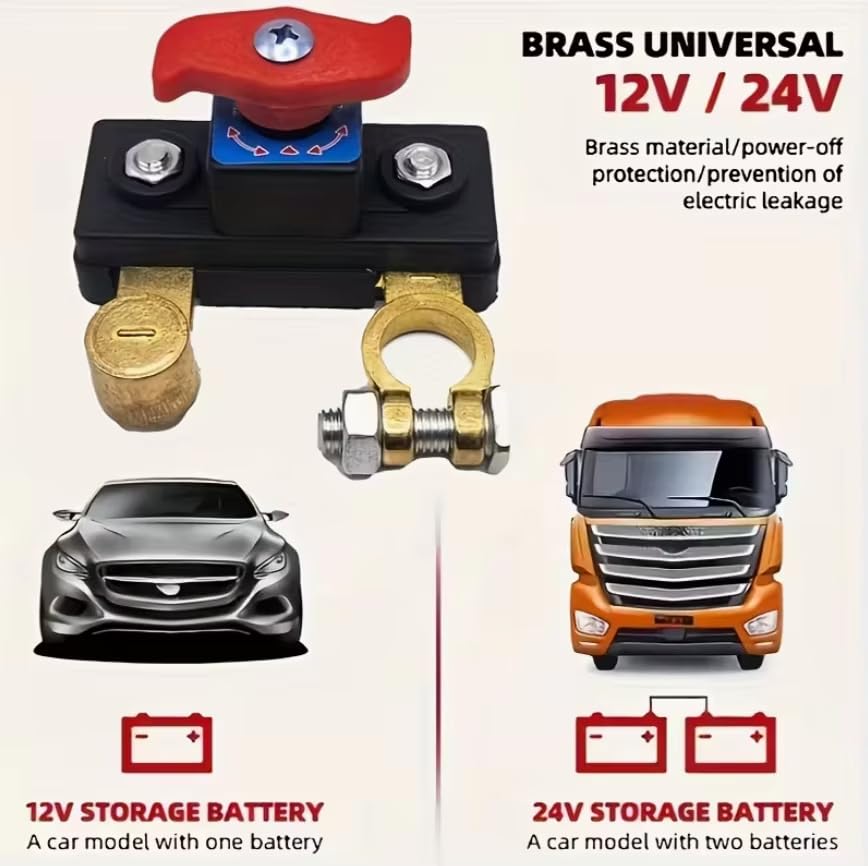 🔋 Heavy Duty Battery Disconnect Switch – Universal 12V/24V Master Battery Isolator | Anti-Theft & Battery Protection