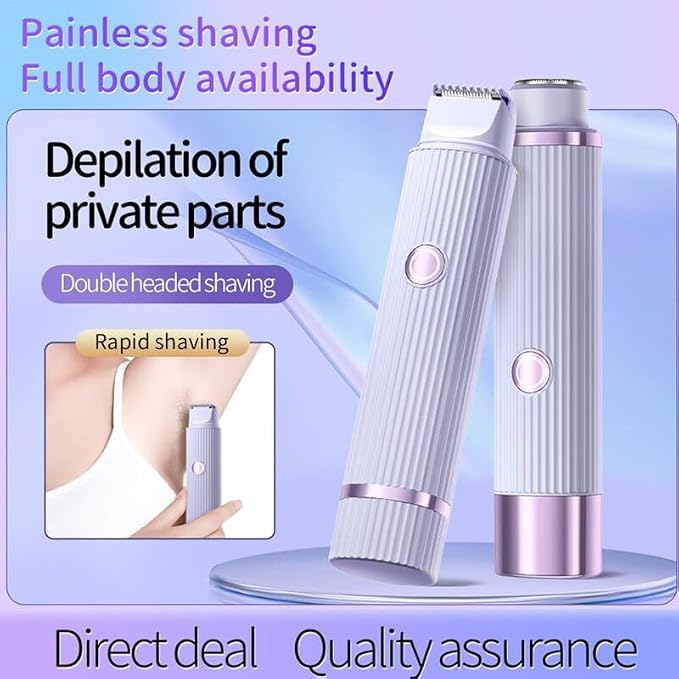✨ 2-in-1 Dual Head Electric Women's Shaver – Portable Facial & Body Hair Remover Rechargeable Trimmer