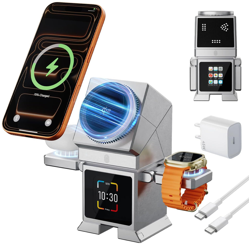 ⚡ 3-in-1 Magnetic Wireless Charging Station – Fast Charger for iPhone, Apple Watch & AirPods | Foldable Desktop Charging Dock
