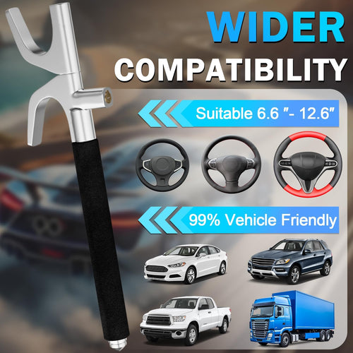 FOMO Heavy Duty Steering Wheel Lock with Safety Hammer – Universal Anti-Theft Car Lock for Cars, SUVs, Vans & Trucks | Adjustable Security Lock | Black