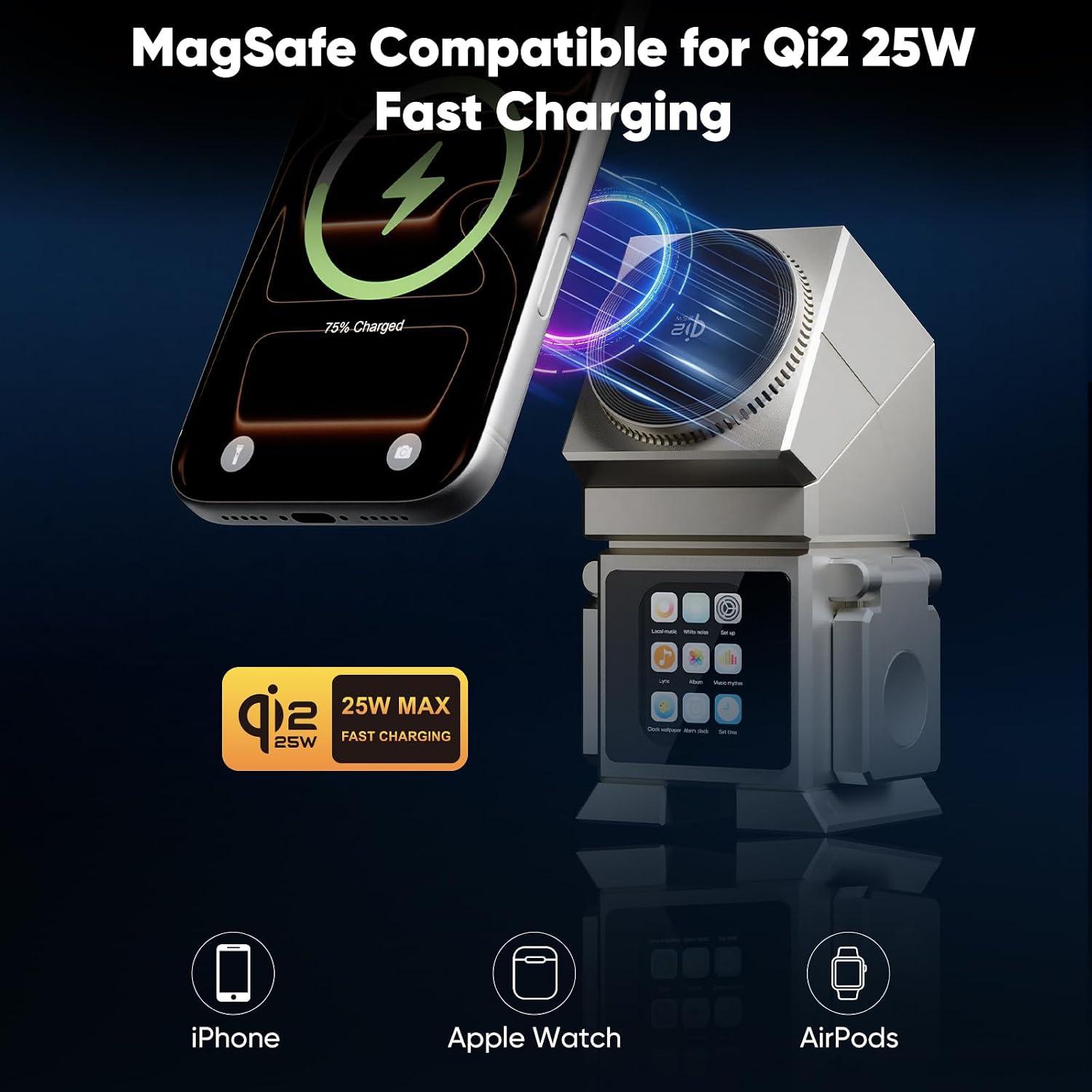 ⚡ 3-in-1 Magnetic Wireless Charging Station – Fast Charger for iPhone, Apple Watch & AirPods | Foldable Desktop Charging Dock
