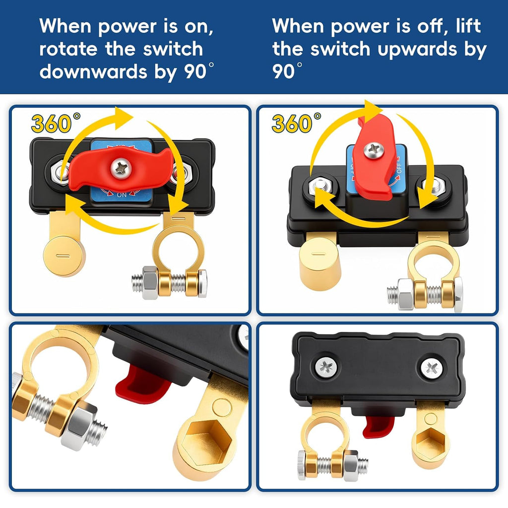 🔋 Heavy Duty Battery Disconnect Switch – Universal 12V/24V Master Battery Isolator | Anti-Theft & Battery Protection
