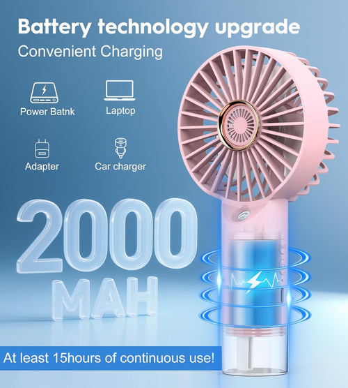 Mini Portable Mist Fan with Water Spray – USB Rechargeable Cooling Fan