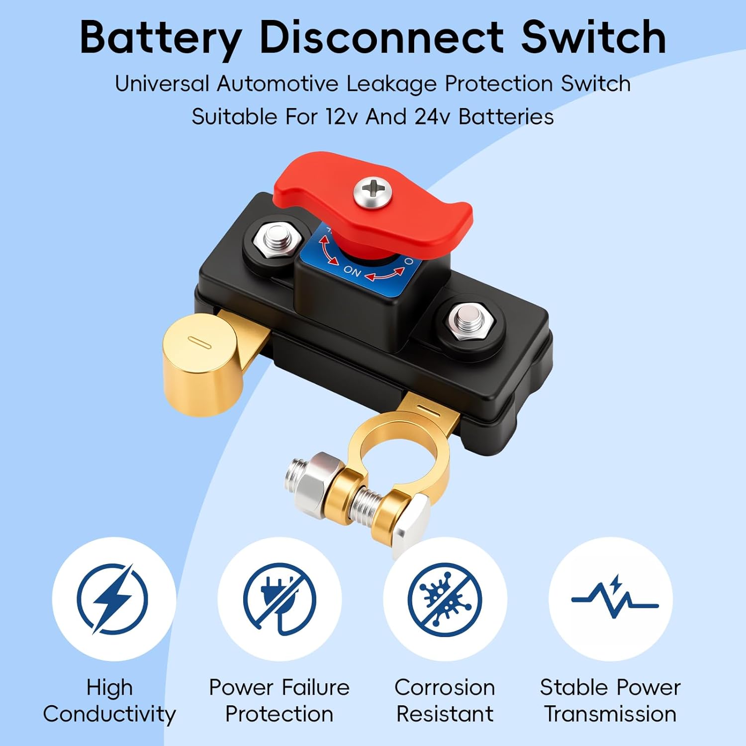 🔋 Heavy Duty Battery Disconnect Switch – Universal 12V/24V Master Battery Isolator | Anti-Theft & Battery Protection