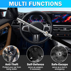 FOMO Heavy Duty Steering Wheel Lock with Safety Hammer – Universal Anti-Theft Car Lock for Cars, SUVs, Vans & Trucks | Adjustable Security Lock | Black