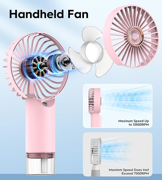 Mini Portable Mist Fan with Water Spray – USB Rechargeable Cooling Fan