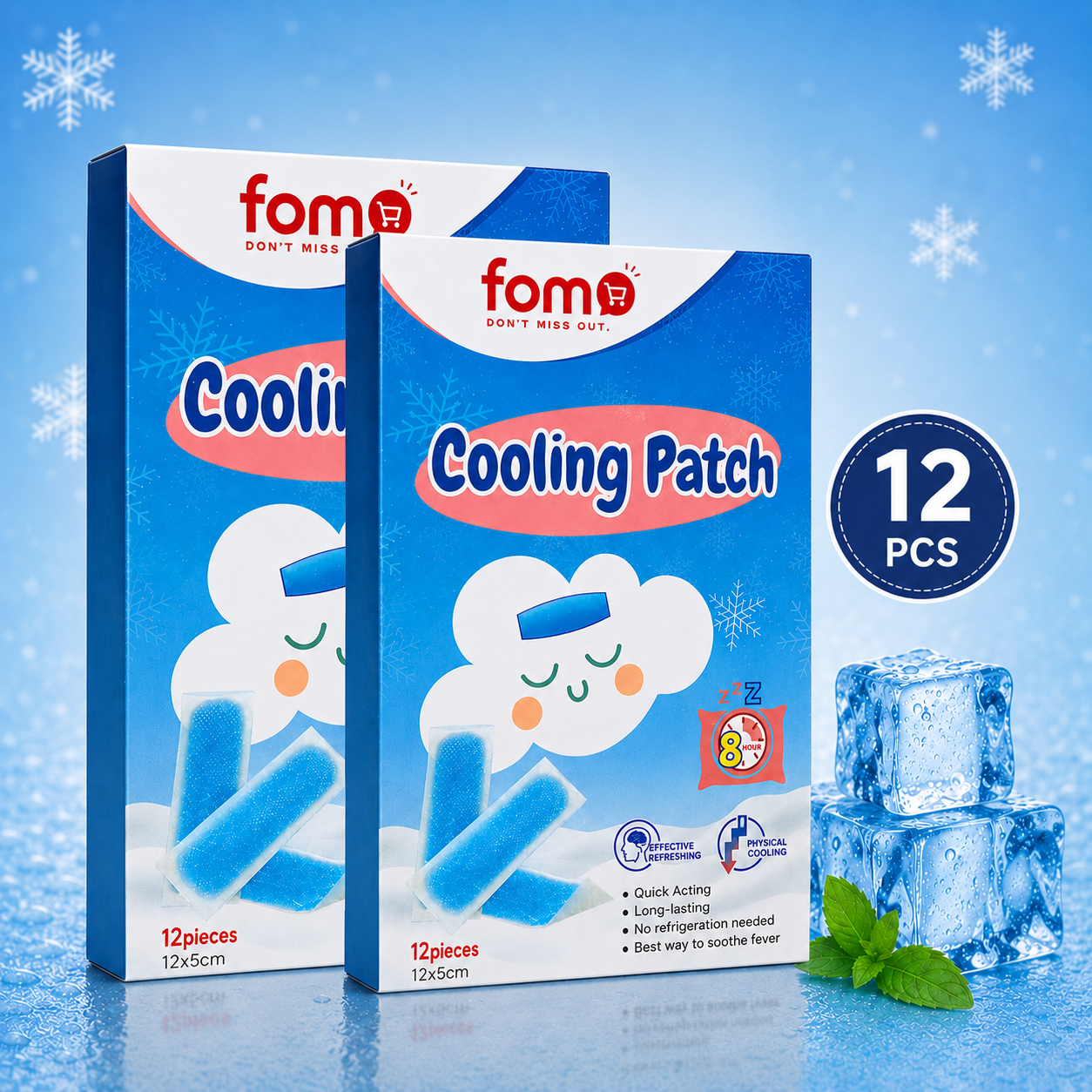 ❄️ Cooling Patches for Kids & Adults – Instant Fever Relief Cooling Gel Patches | Soft & Skin Friendly
