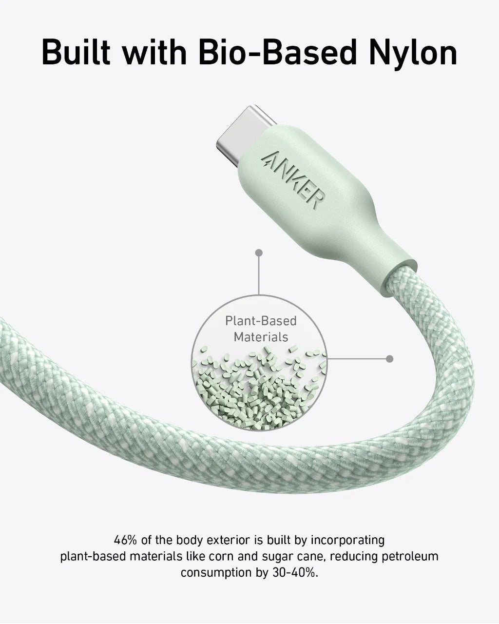 Anker 543 USB-C to USB-C Fast Charging Cable 240W (Bio-Braided Nylon, 6ft) – Durable & High-Speed Charging Cable