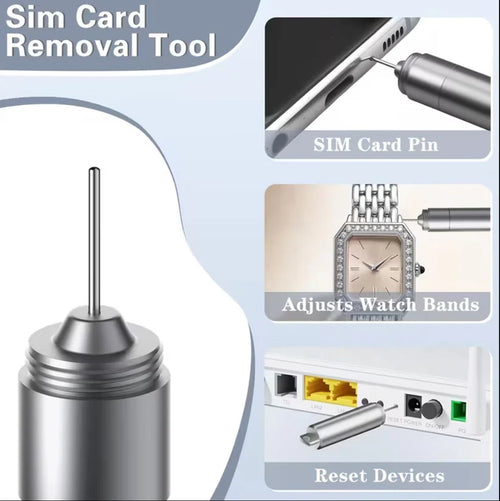 2-in-1 SIM Card Ejector Pin with Cleaning Brush | Dual Head Mobile Cleaning Tool with Protective Case & Carabiner