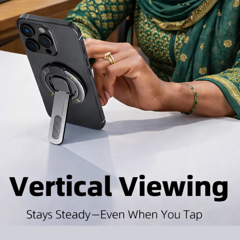 360° Rotating Magnetic Phone Holder Stand | Foldable MagSafe Ring Grip with Strong Magnetic Lock