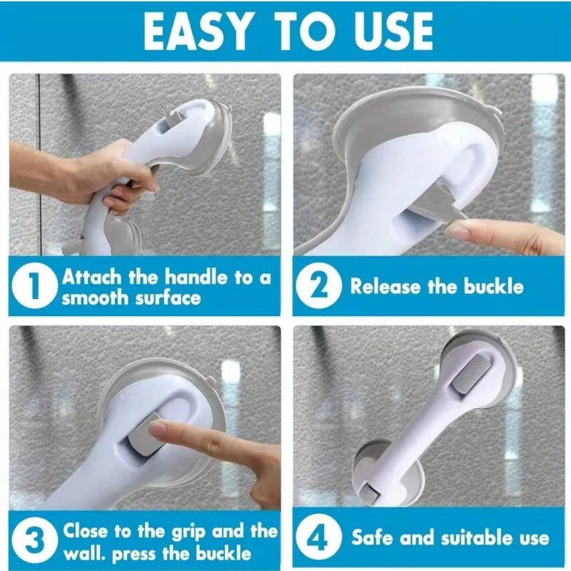 Non-Slip Large Shower Handle For Bathroom, Punch-Free Traceless Glass Suction Handle, Powerful Suction Grip FOMO