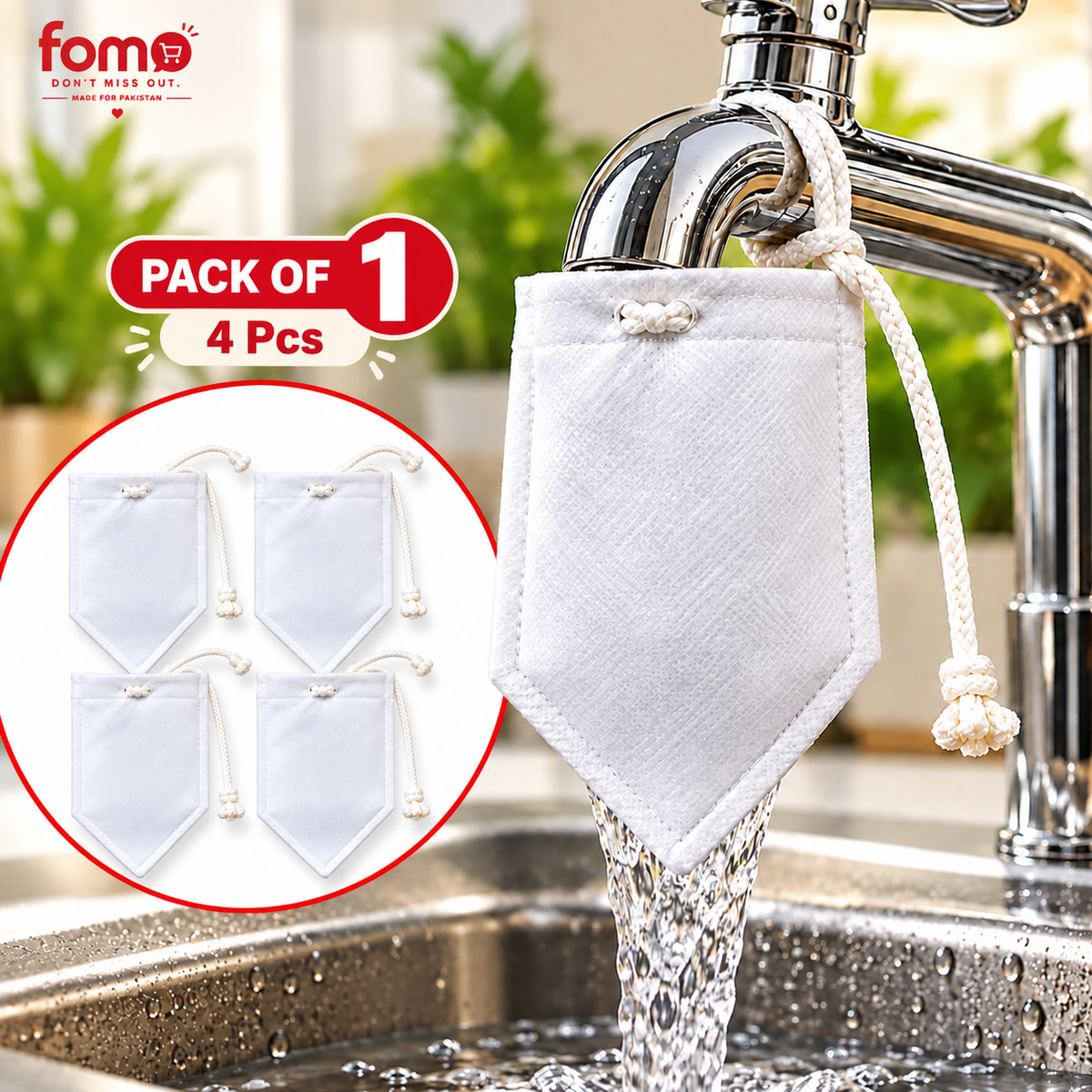 Tap Water Filter Bag – Reusable Faucet Filter for Dirt, Rust, Sand & Impurities 💧 FOMO