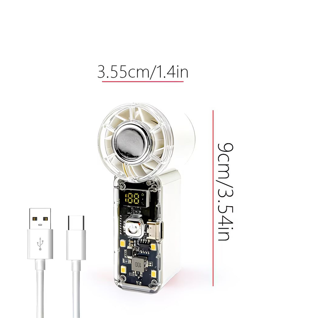 Mini Portable Rechargeable Handheld Fan | Lightweight Pocket Cooling Fan with Digital Display