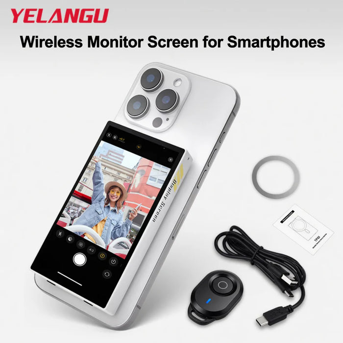 Wireless Monitor Screen for Smartphone | Mini Portable Phone Display with Magnetic Mount for Vlogging & Selfies FOMO