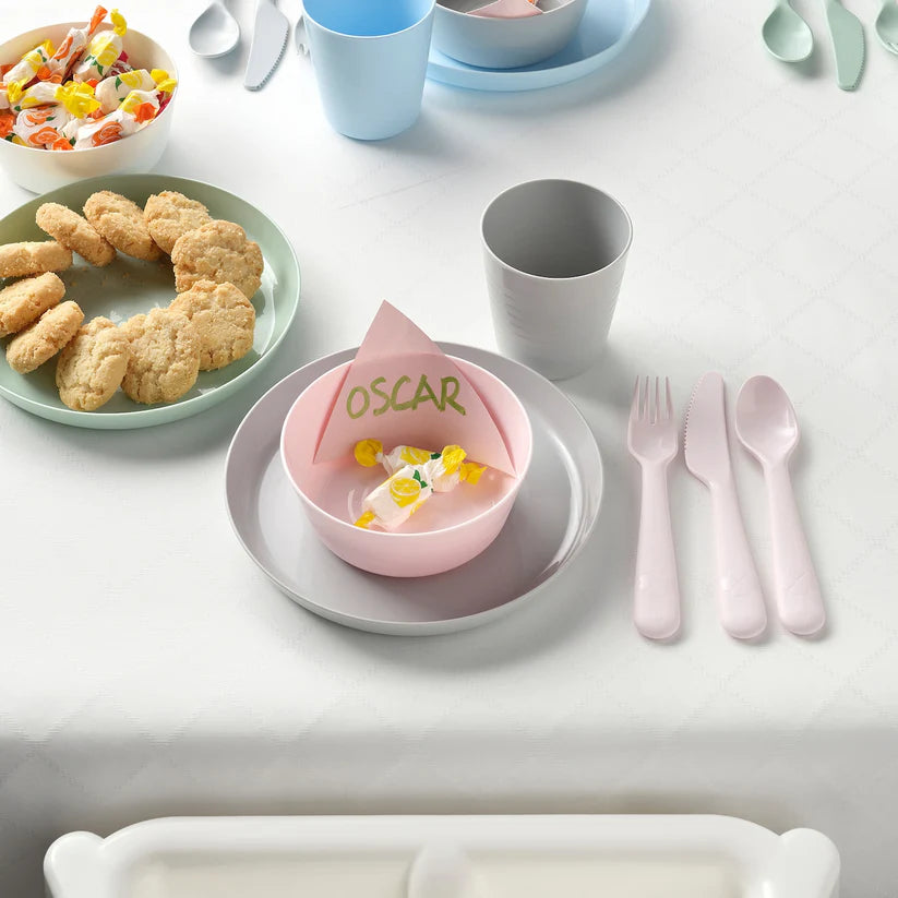 Kids Pastel Dinnerware Set – Reusable Plates, Bowls, Cups & Cutlery for Toddlers – Set Of 6