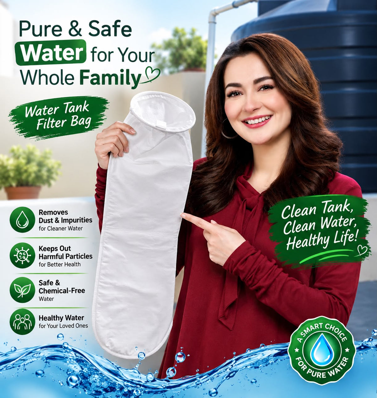Smart Water Tank 5 Micron Filter – Removes Dirt, Rust and Impurities for Clean Clear Water